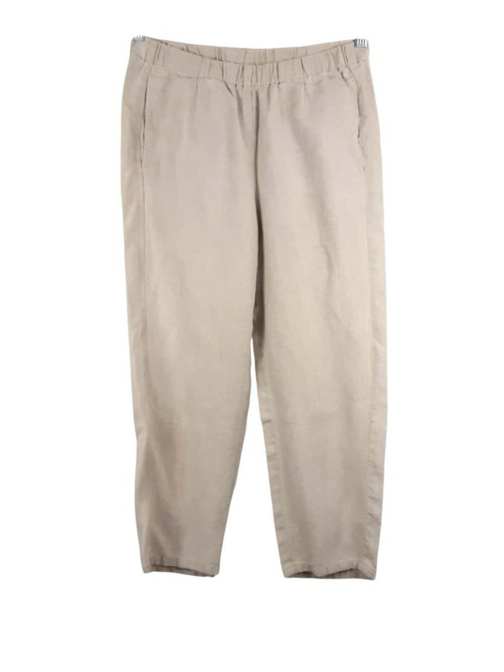 J. Jill Love Linen Pants 100% Linen Cropped Beige Pockets Lagenlook Size XS